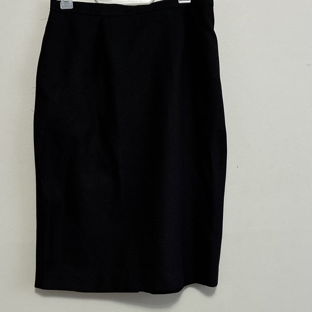Vintage Black Pencil Skirt Size 14 High Waisted Midi Retro Career Minimalist